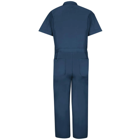 Men's Navy Blue Lightweight Coveralls With Breathable Touchtex Pro Poplin Material Designed For Zero Drag Performance And Built Tough For Your Daily Grind, back view, short sleeves, six pockets.