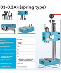 Heavy Duty Manual Press Machine Rock Solid Benchtop Arbor With Grippy Handle For Riveting Punching And Metal Shaping Pro Level Workshop Gear Built To Crush It, side view with measurements.