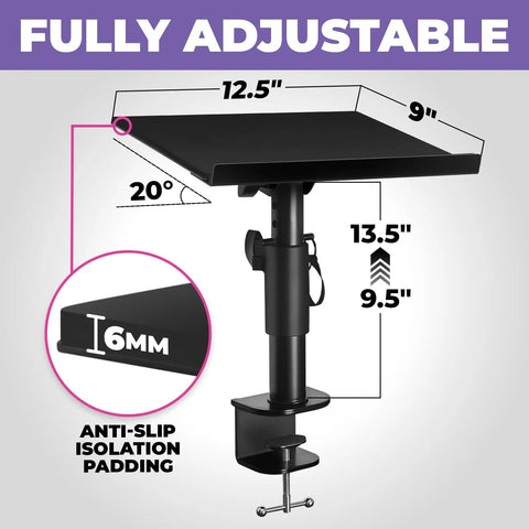 Ergonomic Laptop Desk Mount For Piano Keyboard And DJ Setups, 9x12.5 Inch Adjustable Arm Mount, anti-slip padding detail