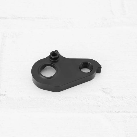 Rear Derailleur Hanger Replacement For Marin Polygon Siskiu Bikes 2017 To 2022, black aluminum part, close-up view