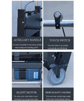 Heavy Duty Electric Stair Climbing Cart With Ergonomic Handle And Foldable Design For Moving Furniture, Appliances, Kegs, Tires Up And Down Stairs Effortlessly with features like auxiliary handle and touch switch.
