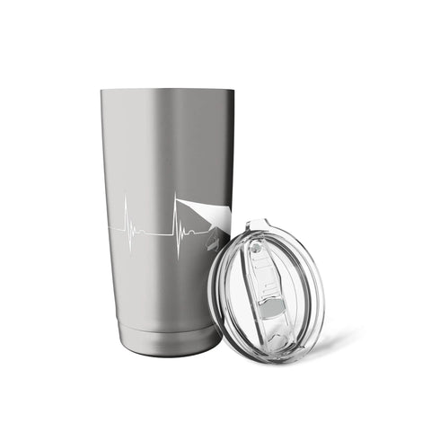 Hang Gliding Heartbeat Pulse Line EKG Stainless Steel Insulated Tumbler For Sky Aces, Adrenaline Junkies, And Cloud Riders