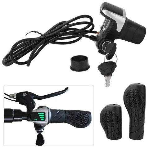 36V Twist Throttle With LCD Power Display For Ebike E Scooter And E Motorcycle Handlebar Controller Fits 22 To 22.8mm Bars Includes Key Lock And 1.6m Cable For Real Time Battery Readout And Safer Rides