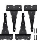 8 Inch Heavy Duty Decorative T Strap Hinge Rustproof Iron Black Gate Hinge With Screws For Storage Sheds Gates Barns Weather Resistant 270 Degree Swing Durable Outdoor Hardware 4 Pack