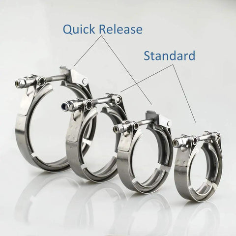 Pro Grade Slick Heavy Duty 3.25 Inch Exhaust V Band Clamps 2 Pack Quick Release Stainless Steel 304 Turbo Downpipe Fittings Badass Rig Builder Performance Gear
