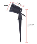 Side view of Dope High Power Outdoor COB LED Landscape Lights Pack Of 2 With Spiked Stands, 5W Warm White And Cool White, 12V DC.