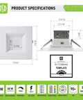 12 Pack 6 Inch LED Square Recessed Light With Integrated Junction Box Easy Install No Fuss Slim Low Profile Canless Recessed Fixture