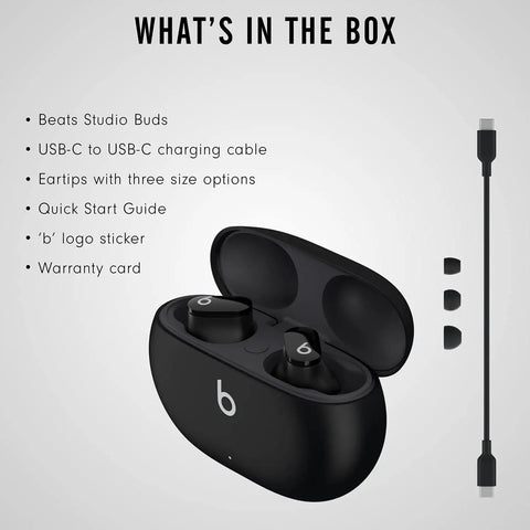 Studio Buds True Wireless Earbuds With Active Noise Canceling And Transparency Mode, Built-In Microphone, IPX4 Sweat-Resistant, Class 1 Bluetooth, Compatible With Apple And Android, Crisp Sound, All Day Comfy Fit, Black