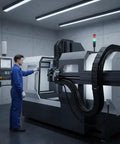 Operator checking CNC machine with 15mm By 30mm Plastic Semi Closed Cable Drag Chain For CNC Machine Tools Black 1 Meter Long Wire Carrier