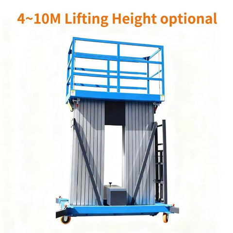 Built Tough Mobile Aerial Work Platform With 19 Foot Lift Height And 440 Lb Capacity, showcasing a twin mast aluminum design.