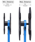 Beast Brake Caliper Press Tool For Twin And Quad Piston Disc Brakes With Piston Spreader Pads showing min and max distance