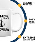 Is My Therapy Sailor Coffee Mug 11oz White For Boaters And Lake Lovers with anchor design and ergonomic C handle