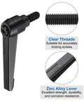 Pack Of Ten Black Adjustable Locking Lever Handles Featuring M8 X 16mm Metric Male Thread Tight Quick Crank Action Built For Serious Workshop Rigs And Smooth No Sweat Clamping Swaps with clear threads and zinc alloy lever.