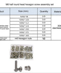 All Purpose Socket Head Cap Screw and Nut Kit in 304 Stainless Steel M2 to M6 for Quick Fixes and DIY Projects, Includes Button Head Bolts, Hex Nuts, and Metric Thread Hardware for Home, Shop, and Pro Grade Builds. M6 stainless steel hex screws and nuts set