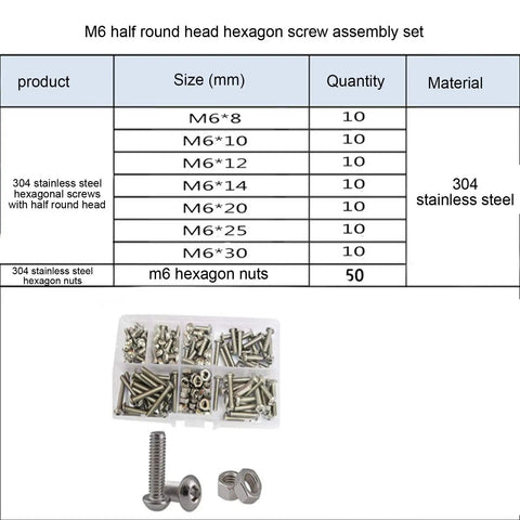 All Purpose Socket Head Cap Screw and Nut Kit in 304 Stainless Steel M2 to M6 for Quick Fixes and DIY Projects, Includes Button Head Bolts, Hex Nuts, and Metric Thread Hardware for Home, Shop, and Pro Grade Builds. M6 stainless steel hex screws and nuts set