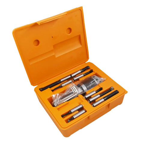 Two Inch Boring Head Set With Half Inch Hole Nine Pack Carbide Boring Bars For Milling Machines R8 Shank in orange case