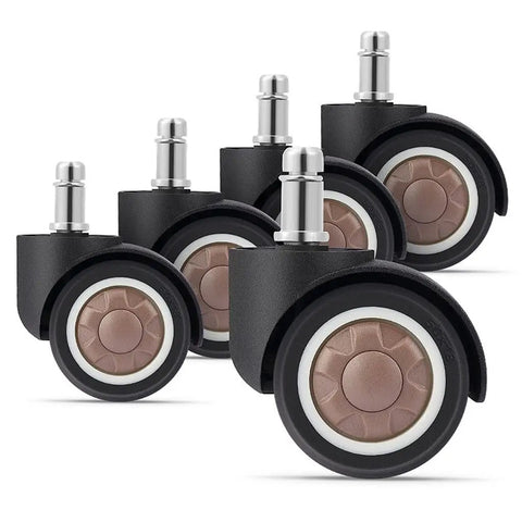 Five Pack 2 Inch Soft TPR Rubber Silent Office Chair Casters Universal Swivel Replacement Wheels with steel core.