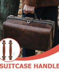 Vintage Leather Trunk Handle Replacement For Cabinets And Drawers Brown Leather Cabinet Pulls shown on suitcase