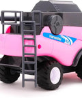 One To Thirty Two Scale Friction Powered Pink Combine Harvester Farm Toy For Realistic Play With Rotating Reel And Removable Ladder