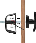 Side view of All In One Shed Door Latch Kit With T Handle Lock And Five Keys, Two Spring Loaded Latches, Five And A Half Inch Stem.