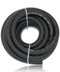 5/16-inch transmission oil cooler hose, braided black, coiled; front view with SAE J1532 markings.