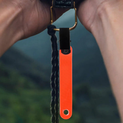 Glow Reflective Trail Marker Clips For Outdoor Hiking And Hunting Orange PVC Clips With Glow Tape attached to gear