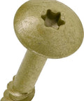 Close-up of Top Shelf Construction Lag Screws 5 16 By 3 Inch Bronze Hex Fasteners with a Star drive head for easy installation.