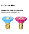 Second Story Quick Connect Nozzle Kit For Pressure Washer 4000 PSI 1/4 Inch Two Pack with blue rinse and pink soap tips