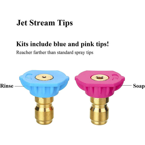 Second Story Quick Connect Nozzle Kit For Pressure Washer 4000 PSI 1/4 Inch Two Pack with blue rinse and pink soap tips