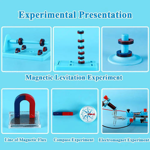 Hands On Magnet And Electricity Science Kit For Kids And Students Kid Friendly STEM Set in magnetic levitation experiment display