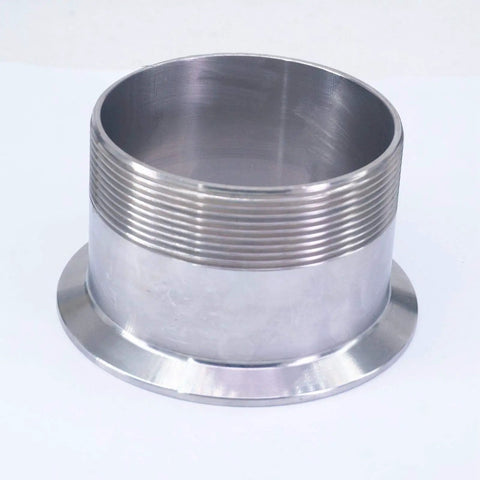 3 Inch BSPT Male To Three Point Five Inch Tri Clamp Stainless Steel Pipe Fitting Connector 304 Sanitary Grade, side view
