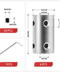 Six 5mm To 5mm Shaft Couplers For Motors Rigid Set Screw Steel Motor Shaft Couplings Includes Screws And Allen Wrench Built Tough Easy Install 6 Pack dimensions and Allen wrench
