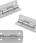 Stainless Steel Cooler Hinges Kit With 3 Replacement Hinges And 12 Screws For Igloo 50 165 Qt Ice Chests Camping Gear Repair Parts To Restore Lids And Keep Your Cooler Rolling showing three metal hinges.
