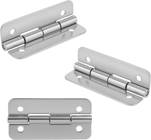 Stainless Steel Cooler Hinges Kit With 3 Replacement Hinges And 12 Screws For Igloo 50 165 Qt Ice Chests Camping Gear Repair Parts To Restore Lids And Keep Your Cooler Rolling showing three metal hinges.