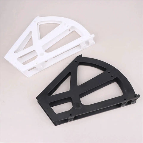 No Sweat Plastic Cabinet Hinges For Shoe Rack And Kitchen Drawer Quick Swap Pivot Hardware in black and white color.