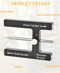 Universal Brake Booster Push Rod Adjustment Tool With Heavy Duty Magnetic Core And Quick Adjust Pins Dead Nuts Accurate Master Cylinder Alignment Gauge For Pro Mechanics close-up showing durable metal and magnetic features.