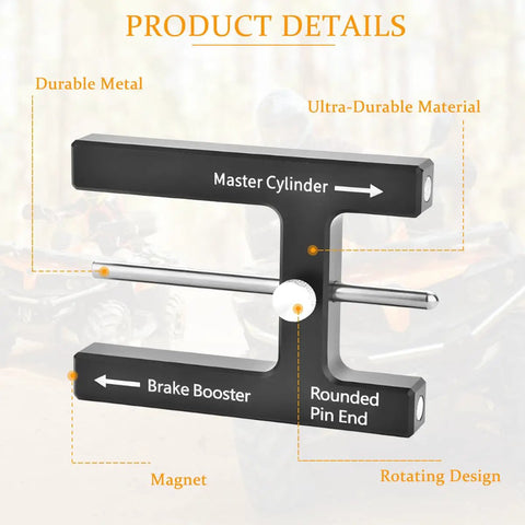 Universal Brake Booster Push Rod Adjustment Tool With Heavy Duty Magnetic Core And Quick Adjust Pins Dead Nuts Accurate Master Cylinder Alignment Gauge For Pro Mechanics close-up showing durable metal and magnetic features.