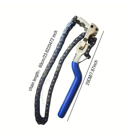 Heavy Duty Adjustable Universal Oil Filter Wrench With Anti Slip Grip And Dual Link Chain For Easy Car Maintenance And Quick Oil Changes, 60-160mm