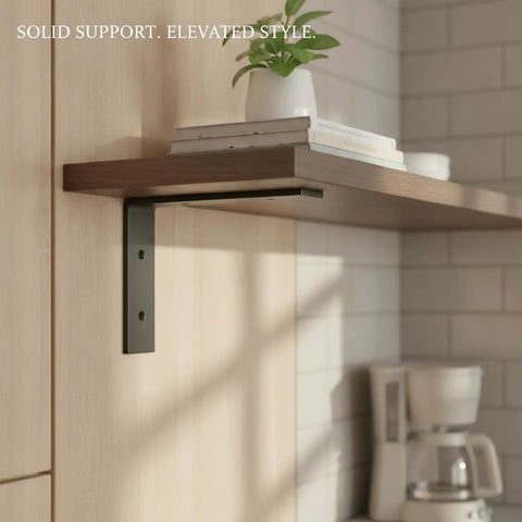 Sturdy L Shaped Wall Mount Bracket For Floating Shelves And Desks, Black Cold Rolled Steel, Heavy Duty Support For Home Office