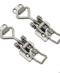 Stainless Steel Adjustable Draw Latch Toggle Clamp Set 2 Pack Small 2.95 To 3.74 Inches Adjustable Grip Padlockable Eye Barrel Polished Finish