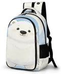 Front view of Waving Polar Cub Printed Unisex Backpack With Large Capacity Durable Polyester Daypack showcasing polar bear design.