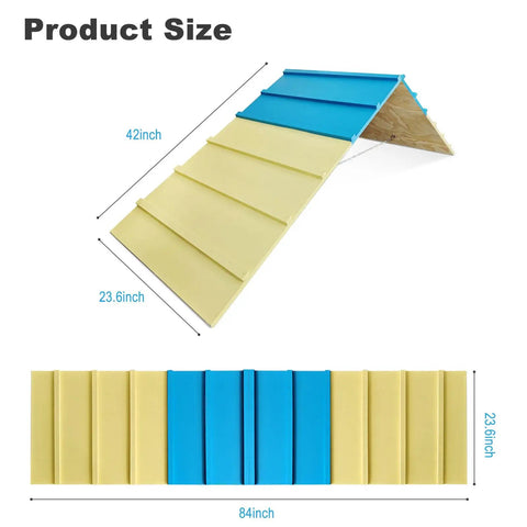 Backyard Dog Agility Course For Small To Medium Dogs, Foldable A-Frame Jump Ramp Kit dimensions 84in x 23.6in shown
