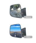 Before and after view of Right Side Mirror Glass For VW Beetle Jetta Passat, Convex Passenger Glass With Adhesive Pads