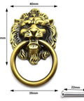 Antique Bronze Lion Head Knob Pull Handle Set Includes 2 Zinc Alloy Drawer Pulls With Mounting Screws, detailed front view
