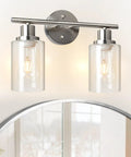 Two Light Vanity Lights Brushed Nickel Wall Sconce With Clear Glass Shade For Modern Bathroom Lighting That Lets Your Space Shine