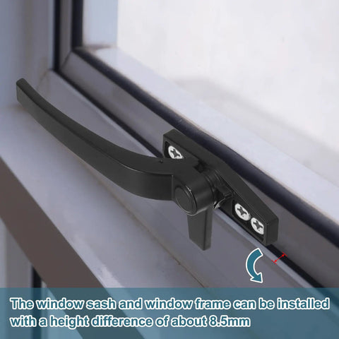 Heavy Duty Zinc Alloy Casement Window Locking Handle Right Hand Grip Black Finish Top Shelf Window Hardware Kit For Bulletproof Sash Security And No Sweat Daily Use