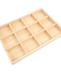 Solid Wooden Jewelry Dish With Thirty Tight Grid Dividers For Rings And Trinkets Great Sink Sidekick Or Vanity Organizer, angled view.