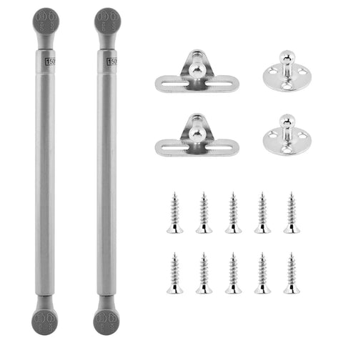 2 Pack Soft Close Toy Box Hinges for heavy curved round arched and flat lids, screws, and mounting hardware