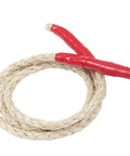 Coiled natural rope with red electrical tape wrapped ends, GTPC 550 Electrical Tape Kit Half Inch By Twenty Feet Pro Grade Durable Flame Retardant PVC Tape Easy Wrap Five Pack All Colors Red White Blue Green Yellow UL Listed For 600V Wiring.
