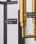 Close-up of Dope Two Tone Farmhouse 4 Light Pendant Chandelier in matte black and warm brass finish, metal cage detail.